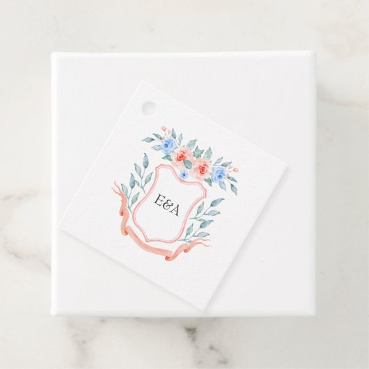 Trouwbloem Initialen Crest Bedankjes Labels (In situ)