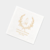 Trouwbloem Laurel Krans Initialen Folie Servetten (Links)