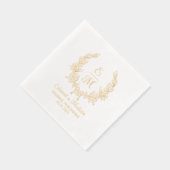 Trouwbloem Laurel Krans Initialen Folie Servetten (Rechts)