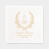 Trouwbloem Laurel Krans Initialen Folie Servetten (Voorkant)