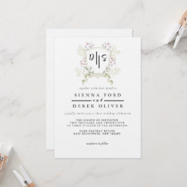Trouwbloem Monogram Wapen Huwelijk Kaart