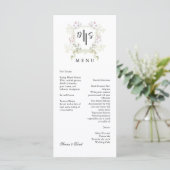 Trouwbloem Monogram Wapen Huwelijk Menu (Staand voorkant)