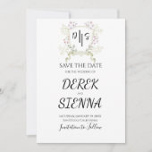 Trouwbloem Monogram Wapen Huwelijk Save The Date (Voorkant)