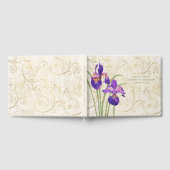 Trouwbloem Paarse Iris Goud Damask Gastenboek (Volledig)