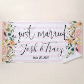 Trouwbloem Persoonlijke Net Getrouwd Bloem Strandlaken (Voorkant)