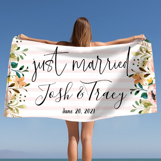 Trouwbloem Persoonlijke Net Getrouwd Bloem Strandlaken