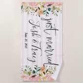 Trouwbloem Persoonlijke Net Getrouwd Bloemstuk Strandlaken (Voorkant)