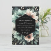 Trouwbloem Teal Blush Midnight Bloom Kaart (Staand voorkant)