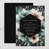 Trouwbloem Teal Blush Midnight Bloom Kaart (Voorkant / Achterkant)