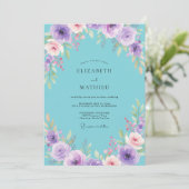 Trouwbloem Turquoise Amethist Bloei Kaart (Staand voorkant)