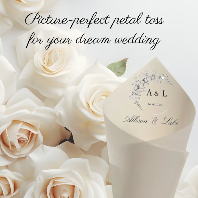 Trouwbloemblad Toss Cone Monogram Ceremonie Verzen (petal toss cones ceremony petal cone bags for flower confetti petal cones holders)
