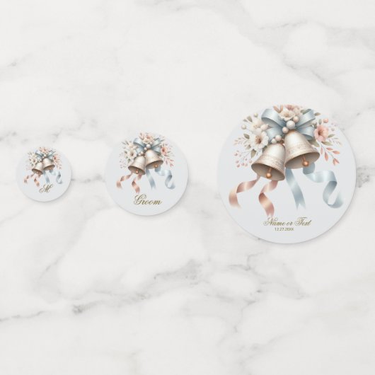 Trouwbloemen Belletjes Roze Blauwe Lintjes Mooie  Confetti (Achterkanten)