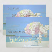 Trouwbloemen bruidsmeisje kaart voor een strandhuw (Voorkant / Achterkant)