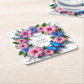 Trouwbloemen Circulair Lijst Kartonnen Onderzetters (Schuin)