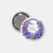Trouwbloemen Cirkelvormig Frame Magneet (Voorkant / Achterkant)