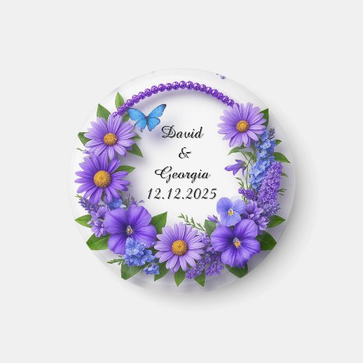 Trouwbloemen Cirkelvormig Frame Magneet (Voorkant)
