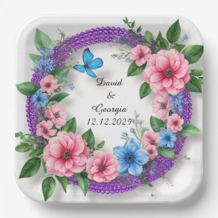 Trouwbloemen Cirkelvormig Frame Papieren Bordje