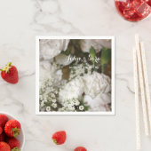 Trouwbloemen foto, gepersonaliseerde bruiloft servetten (Insitu)