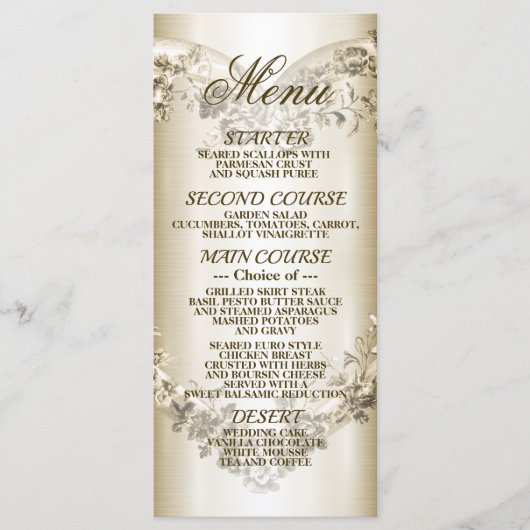 Trouwbloemen Golden  Hart Lijst Party Menu (Voorkant)