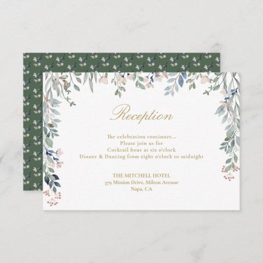 Trouwbloemen Goud Bruiloft Feest Informatiekaartje (Voorkant / Achterkant)