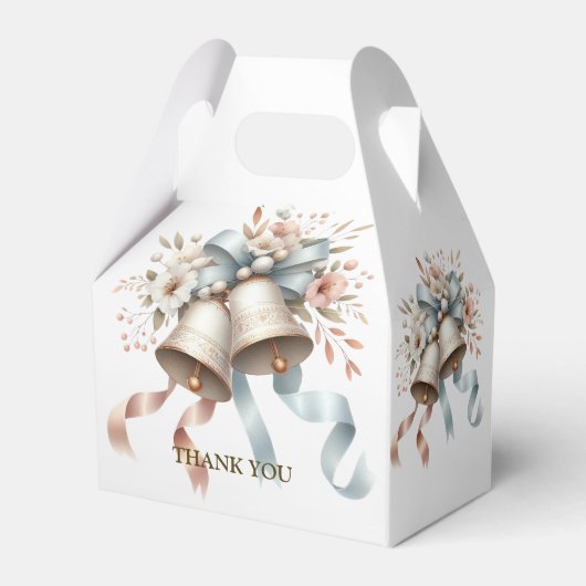 Trouwbloemen klokken roze blauwe linten mooi bedankdoosjes (Achterkant)