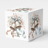 Trouwbloemen klokken roze blauwe linten mooi bedankdoosjes (Voorkant Zijde)