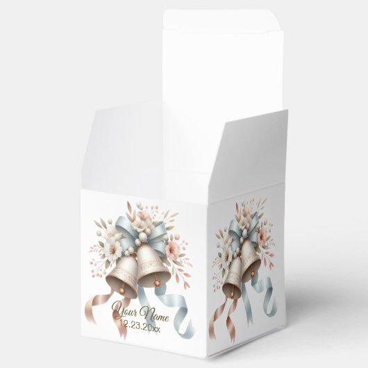 Trouwbloemen klokken roze blauwe linten mooi bedankdoosjes (Geopend)