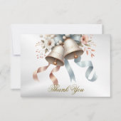 Trouwbloemen klokken roze blauwe linten mooi bedankkaart (Voorkant)