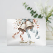 Trouwbloemen klokken roze blauwe linten mooi bedankkaart (Staand voorkant)