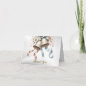 Trouwbloemen klokken roze blauwe linten mooi bedankkaart (Voorkant)