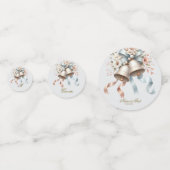 Trouwbloemen klokken roze blauwe linten mooi confetti (Achterkanten)