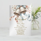 Trouwbloemen klokken roze blauwe linten mooi kaart (Staand voorkant)