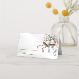 Trouwbloemen klokken roze blauwe linten mooi plaatskaartje