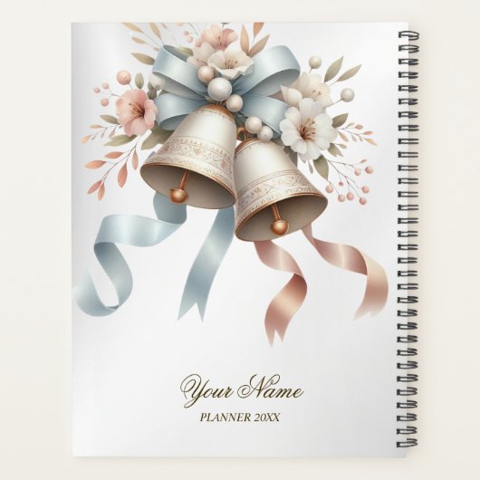 Trouwbloemen klokken roze blauwe linten mooi planner (Achterkant)
