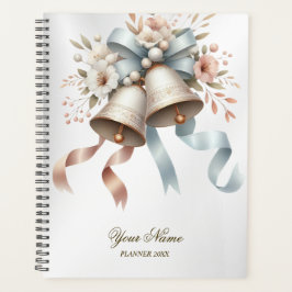 Trouwbloemen klokken roze blauwe linten mooi planner