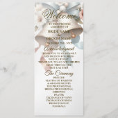 Trouwbloemen klokken roze blauwe linten mooi programmakaart (Voorkant)