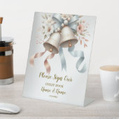 Trouwbloemen klokken roze blauwe linten mooi reclamebord met voetstuk (Insitu)