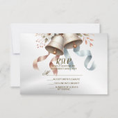 Trouwbloemen klokken roze blauwe linten mooi RSVP kaartje (Voorkant)