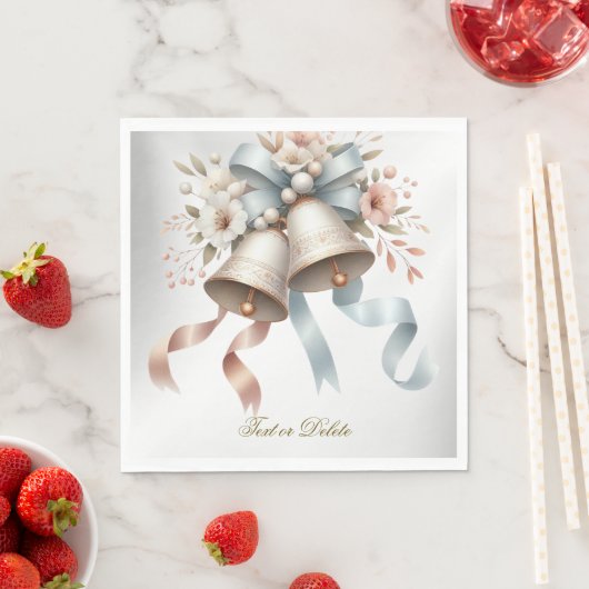 Trouwbloemen klokken roze blauwe linten mooi servet (Insitu)