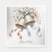 Trouwbloemen klokken roze blauwe linten mooi servet (Voorkant)
