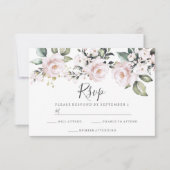 Trouwbloemen met Stof Roze Blush Roze RSVP Kaartje (Voorkant)