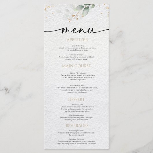 Trouwbloemen Minimalistisch Menu (Voorkant)