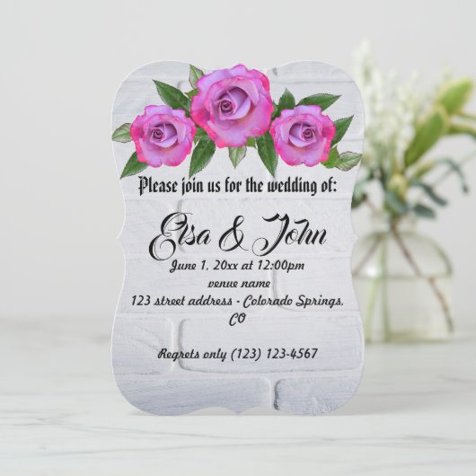 Trouwbloemen Roos Romantisch Lot Lot Kaart (Staand voorkant)