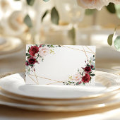 Trouwbloemen Roze en Bordeaux Plaatskaartje