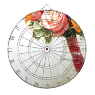 trouwbloemen roze oranje roos aanpassen dartbord