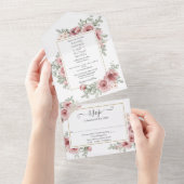 Trouwbloemen Rozen Gouden Geometrisch Huwelijk All In One Uitnodiging (Afscheurbaar)