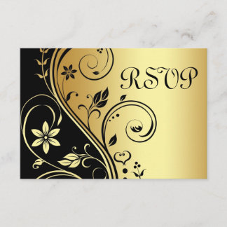 Trouwbloemen RSVP Black Gold Uitnodiging
