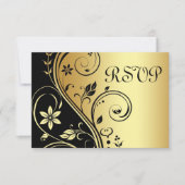 Trouwbloemen RSVP Black Gold Uitnodiging (Voorkant)