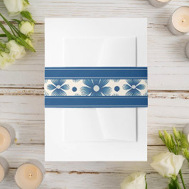Trouwbloemen uit het midden van de eeuw | Blauw Uitnodigingen Wikkel