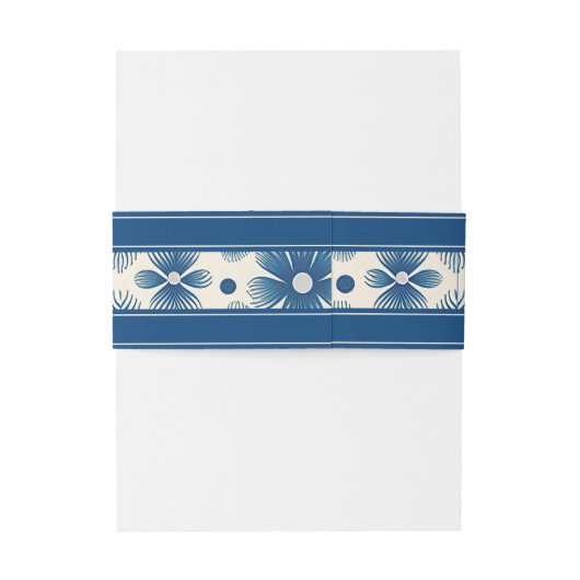 Trouwbloemen uit het midden van de eeuw | Blauw Uitnodigingen Wikkel (Achterkant Voorbeeld)